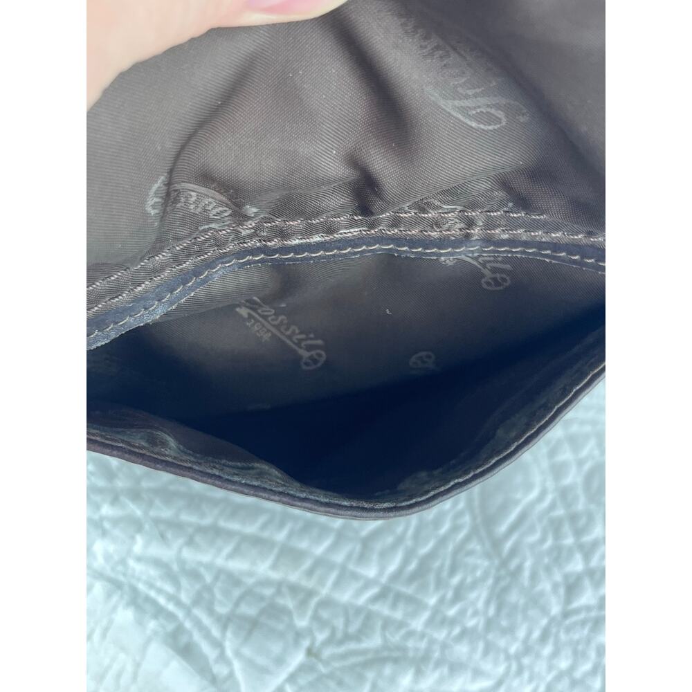 Fossil Brown Leather Small Pebbled Travel Lightweight MInimalist Purse Handbag - Picture 12 of 12